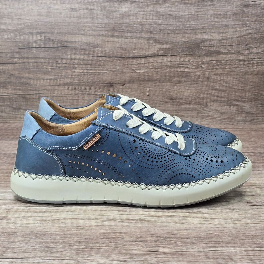 Pikolinos Mesina Women's Sz EU 41 US 10-10.5 Saphire Blue Punched Leather Shoes